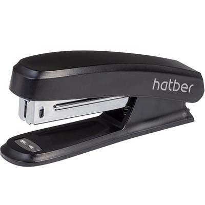 Степлер №10 ХАТБЕР черный 12л, пластик, 50 скоб, захват 40мм, с антистеплером, карт.кор. НФ-00024943