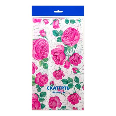 Скатерти 120х180  (50шт)  ИНТЕРПАК Розовые розы НФ-00021408