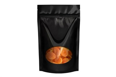 Пакет бумажный дой-пак ЧЕРНЫЙ 220х300 (55+55) (200шт) с овальным окном  110  НФ-00023018