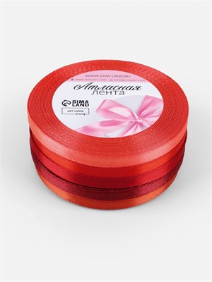 Атласная лента, набор 5 шт., 6 мм, 23±1 м, красная, бордовая НФ-00025221