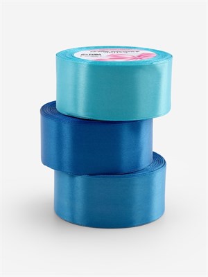 Атласная лента, набор 3 шт., 40 мм, 23±1 м, голубая, синяя НФ-00025224