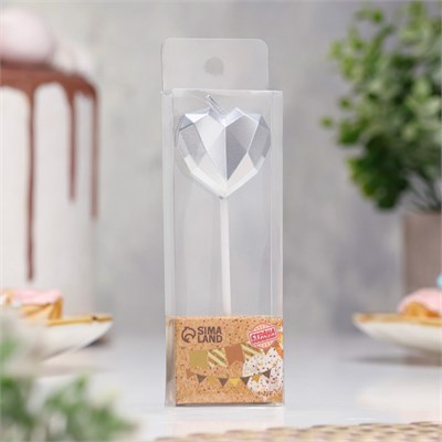 Свеча для торта «Сердце», серебристая НФ-00025173