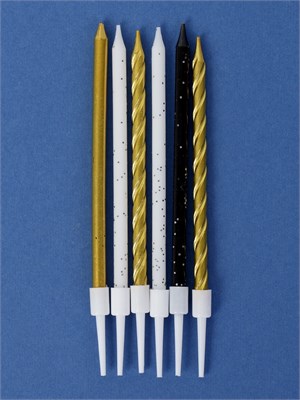 Свечи в торт «Праздничное волшебство», 6 шт., белый, черный, золотой НФ-00025183