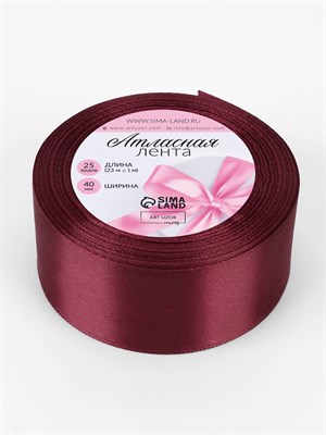Лента атласная, 40 мм, 23±1 м, винная НФ-00025212