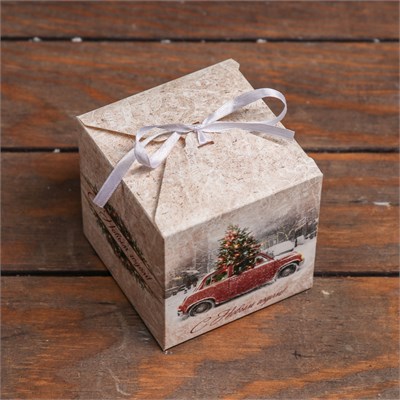 Коробка складная, подарочная новогодняя «Зимний пейзаж» 10×10×10 см НФ-00025341