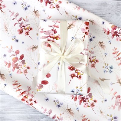 Бумага упаковочная глянцевая "Акварельные цветы", 1 лист, 70 × 100 см НФ-00021028