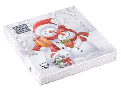 НГ Салфетки 33х33, 20 шт,3 сл. (12 уп)  ДОБРЫЕ СНЕГОВИКИ НФ-00025798