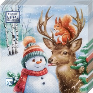 НГ Салфетки 33х33, 20 шт,3 сл. (12 уп)  НОВОГОДНИЙ ПОЦЕЛУЙ НФ-00025800