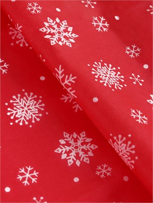 Бумага новогодняя упаковочная тишью «Снежинки на красном», красная, 50×66 см НФ-00025891