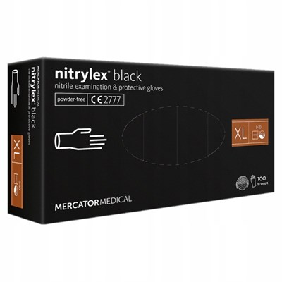 Перчатки нитриловые Mercator Nitrilex черные размер XL  1/10 ДД НФ-00018457