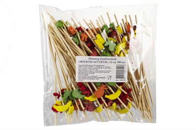 Пика LINGER "Фруктовое ассорти" бамбук /100шт/ 12см (40уп)  19966