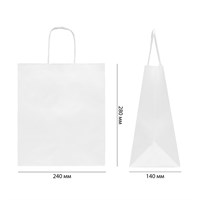 Пакет с крученой ручкой  240 х 140 х 280 мм Белый (КП) (50/250) НФ-00014093