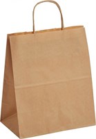 Пакет с крученой ручкой  240 х 140 х 280 мм Бурый крафт (КП) 70гр (50/250) М НФ-00014504
