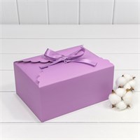 КОРОБКА ПРЯМОУГОЛЬНАЯ 22*16*10 СБОРНАЯ С АТЛАСНОЙ ЛЕНТОЙ СИРЕНЕВЫЙ 1/20 1/500 НФ-00020794