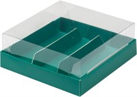Коробка для эклеров и пирожных с прозрачным куполом 135*130*50 мм (3) (зеленая матовая) НФ-00021136
