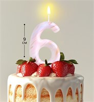 Свеча в торт «Белый мрамор», цифра 6, ГИГАНТ, 9 см НФ-00024167