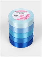 Атласная лента, набор 5 шт., 20 мм, 23±1 м, синяя, голубая НФ-00025605