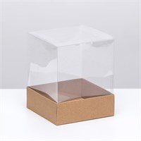 Коробка для пирожных, крафт, 14.5×14.5×17.5 см НФ-00025624