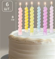 Свечи спирали для торта «Макарунс», 8 см, 6 шт. НФ-00025871