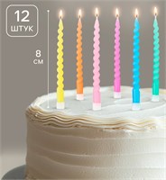 Свечи для торта «Яркие спирали», 0.7×8 см, 12 шт. НФ-00025872