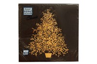 НГ Салфетки 33х33, 20 шт,3 сл. БОГЕТ (12 уп) НГ ЕЛЬ ЗОЛОТО НА ЧЕРНОМ 20819