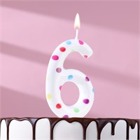 Свеча в торт на день рождения «Цифра 6 », 9 см НФ-00024152