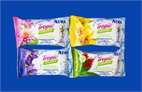 Салфетки влажные АУРА (15шт) Тропик антибактериальные (110уп) НФ-00012366