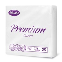 Салфетки бумажные Plushe premium carre 33*33 (плюше премиум) 2-х слойные 25л, белая, 1/30 в кор ЮГ НФ-00015354