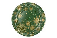 НГ Бум тарелка Папирус д.230мм Зима зеленая/золото /10уп * 50шт/ (500шт) 20875