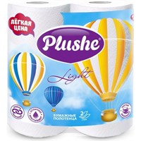 Полотенце бумажное Plushe Light (плюше лайт) 2 рулона, 2-х слойные 10,8м, белый, 1/12 в кор ЮГ НФ-00015355