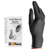 Перчатки Foxy Gloves черные  нитриловые XS 1/ 50 пар 1/10 в кор ДД НФ-00018593